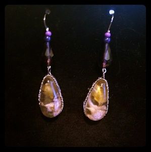 Larkspur flower dangle earrings